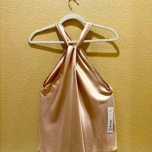 Aqua halter top blouse , size medium, champagne color.